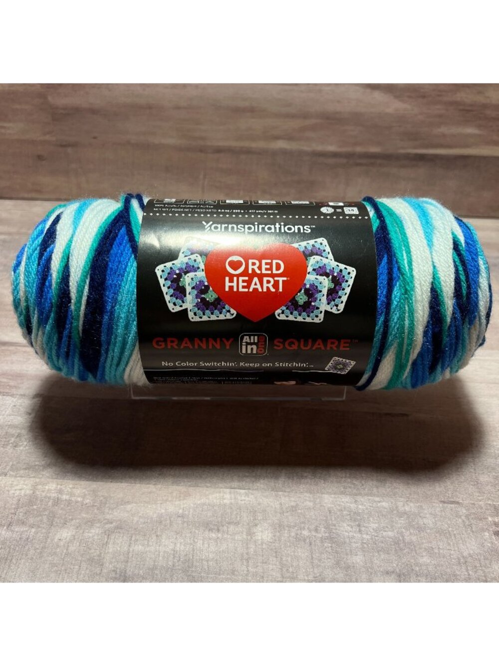 Red Heart Yarnspirations Granny Square Soft White Frigid Blue Green Acrylic Yarn